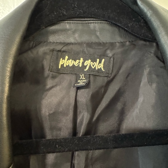Planet Gold Black cropped vegan leather Women's Blazer jacket - Picture 4 of 6
